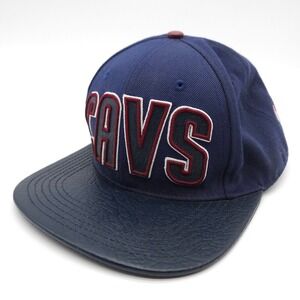 Pro Standard Cleveland Cavaliers Leather Strapback Brim Hat Blue Cavs NBA Cap‎